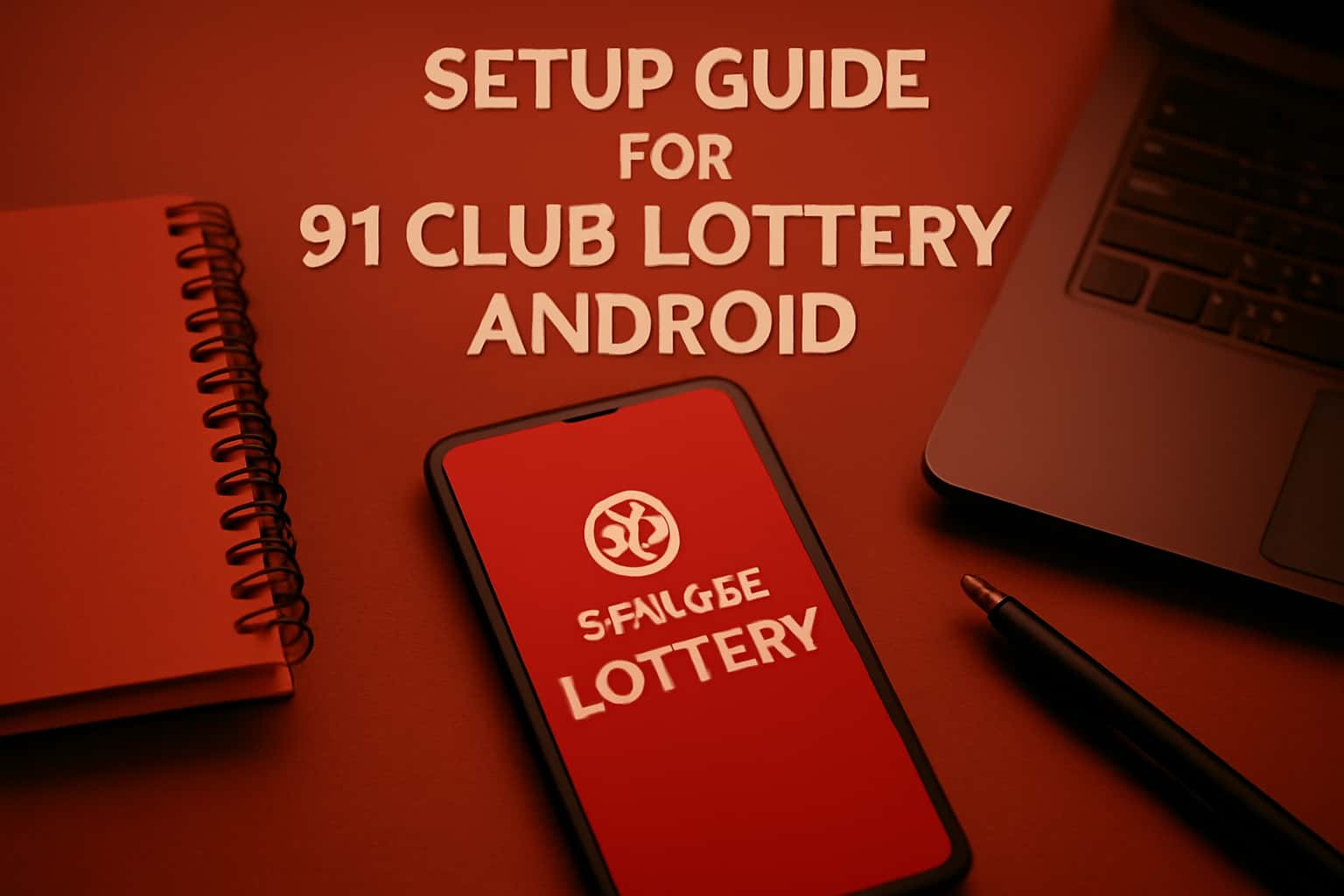 Informational visual representation of 91 Club Lottery Android setup guide.