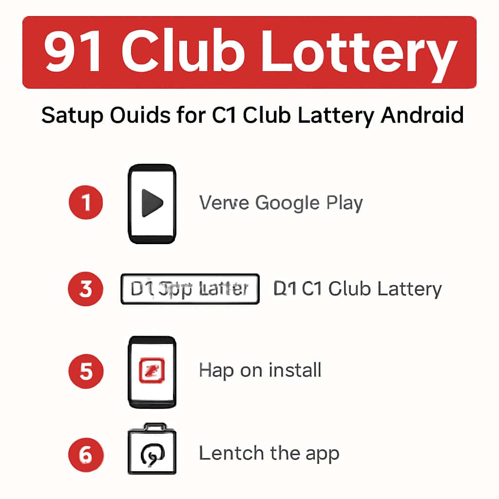Diagram outlining steps to install 91 Club Lottery Android app.