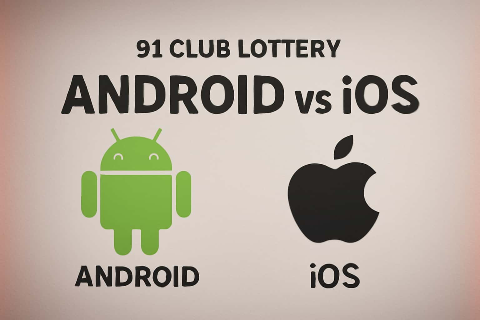 Informational visual comparing Android and iOS platforms for 91 Club Lottery