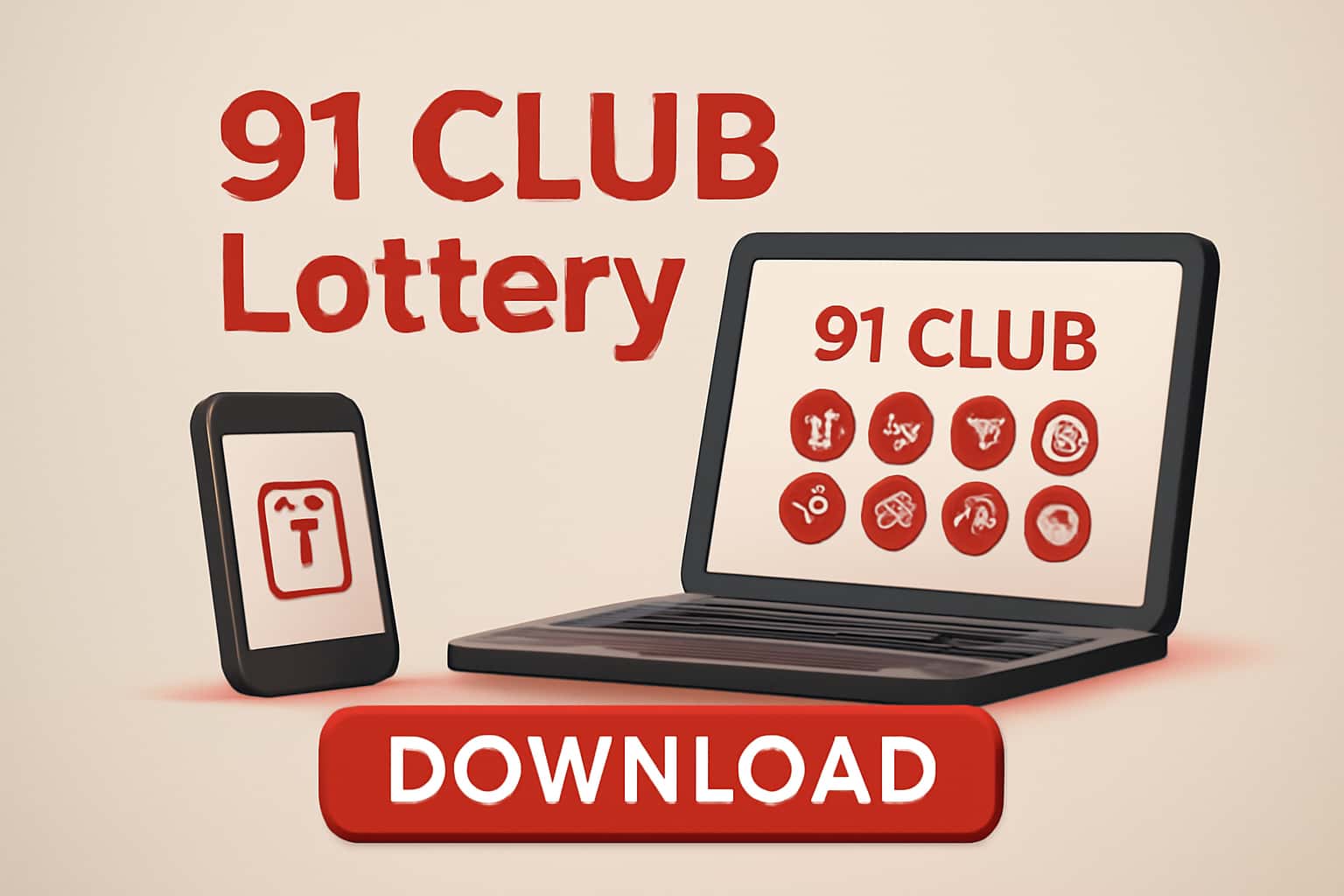 An informational representation of 91 Club Lottery Download with prominent text.