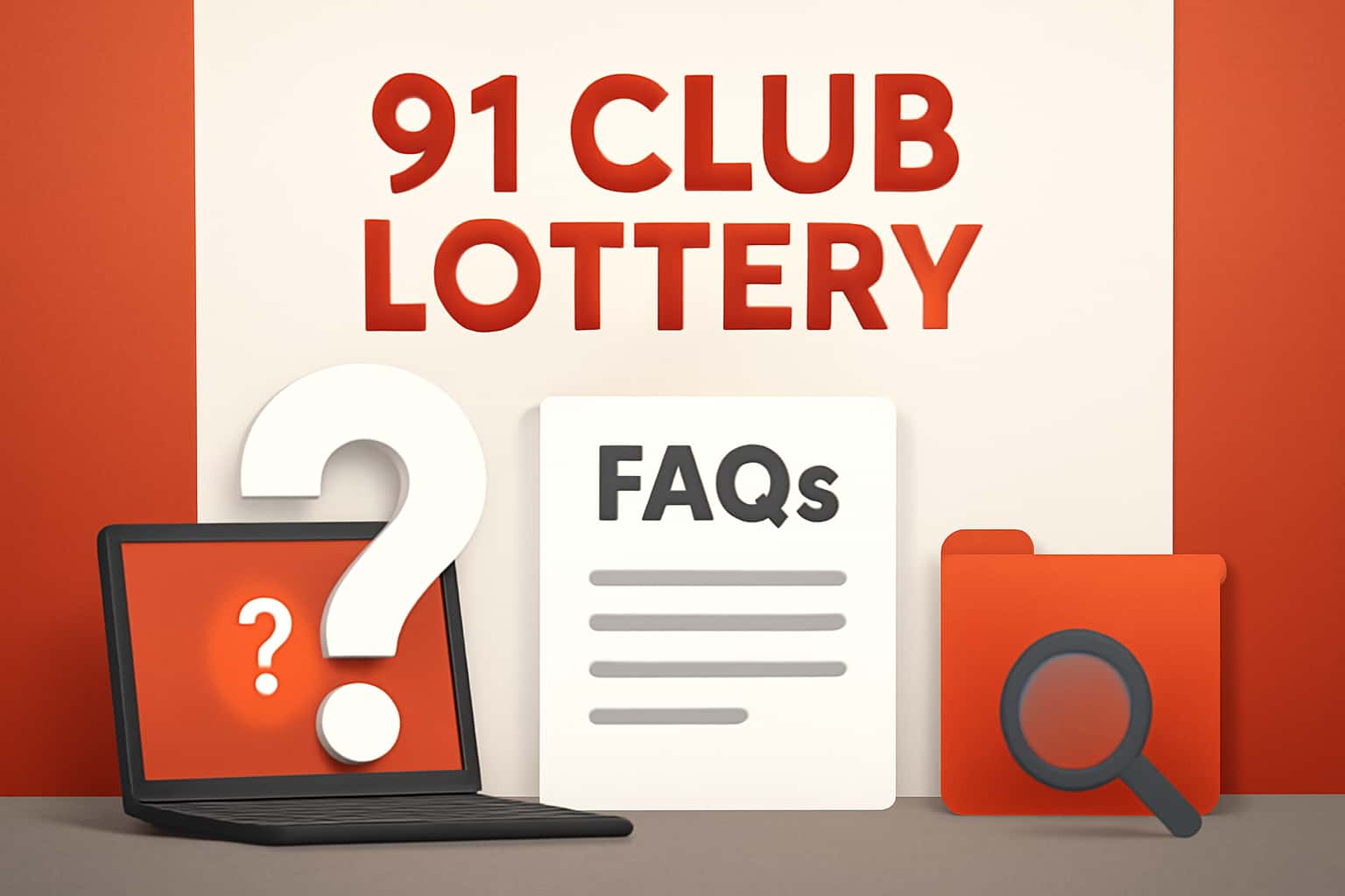 An informational graphic depicting the FAQs for 91 Club Lottery.