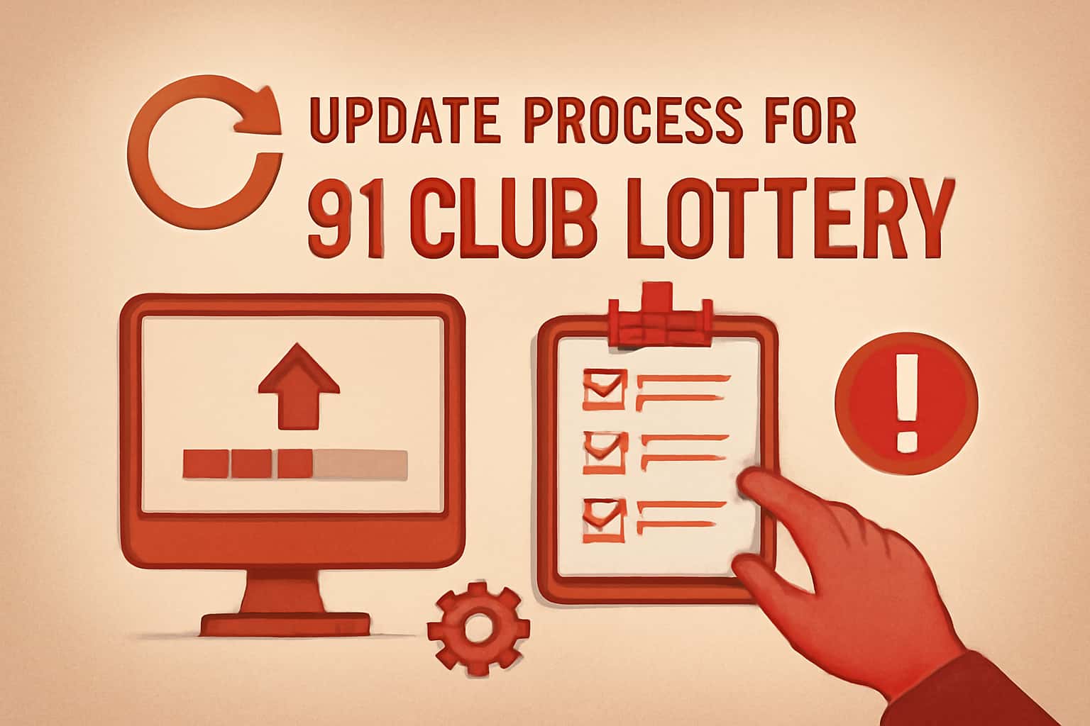 An informative visualization representing the update process for the 91 Club Lottery app.