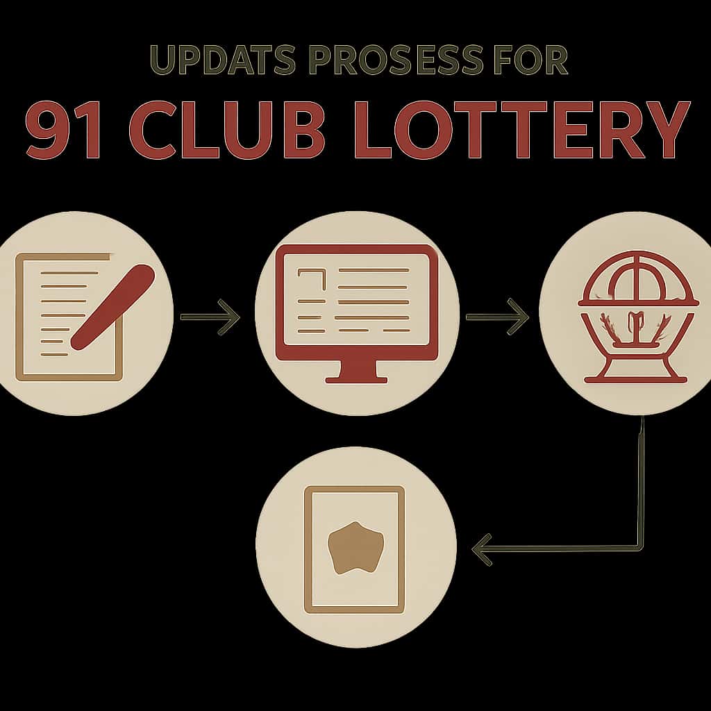 An educational diagram illustrating the steps involved in updating the 91 Club Lottery app.