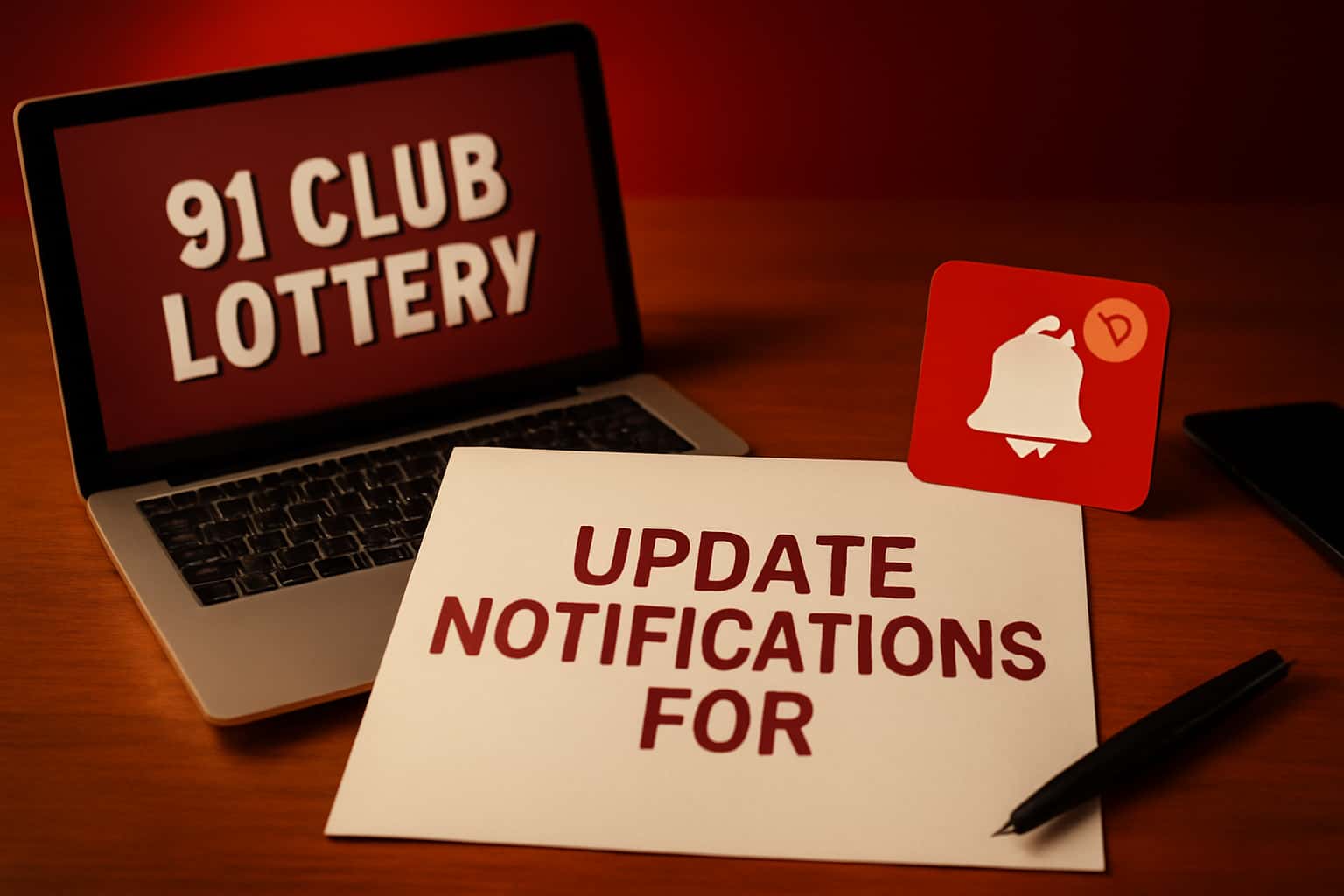 An informational graphic about Update Notifications for the 91 Club Lottery.