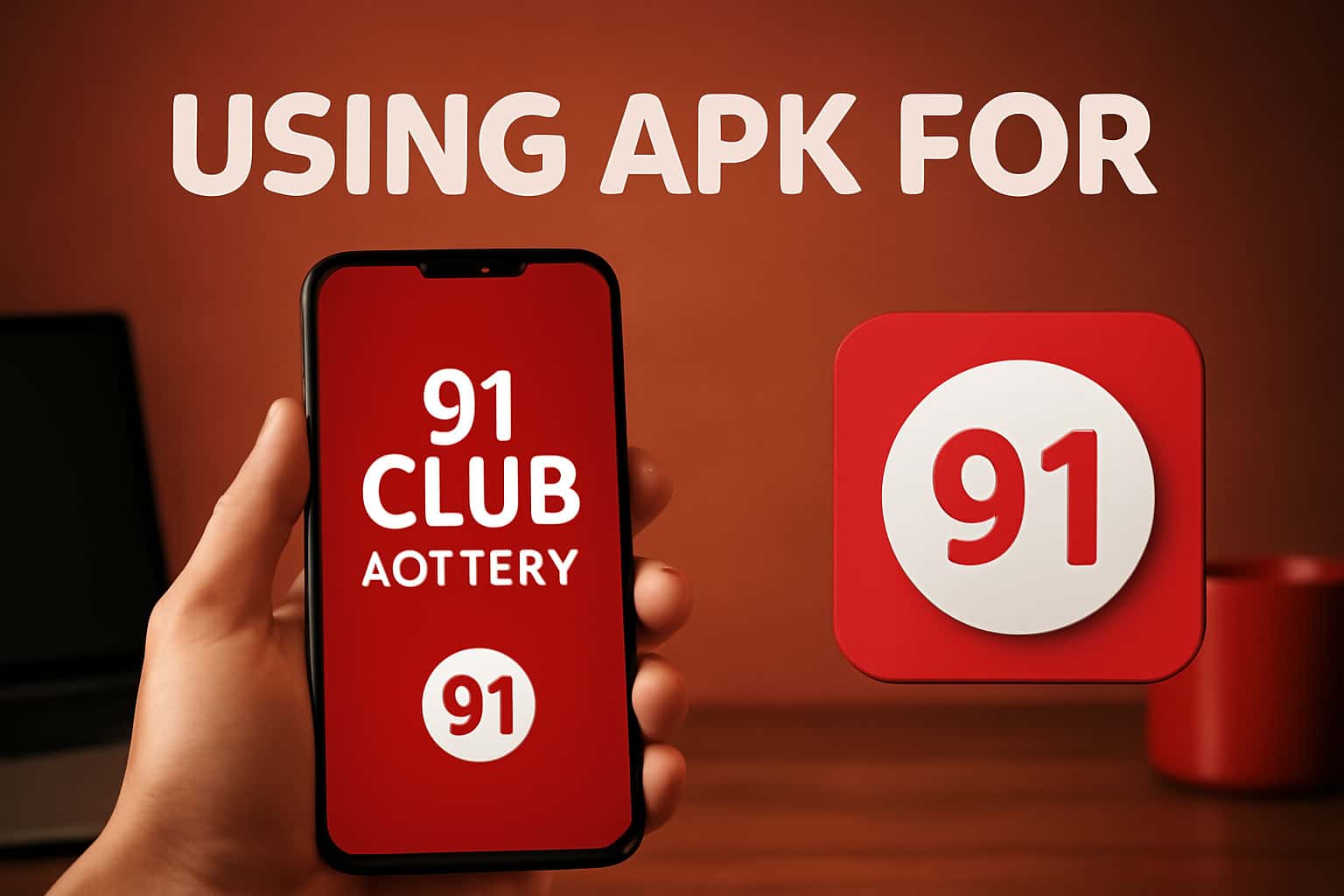 Informational scene depicting the APK for 91 Club Lottery.